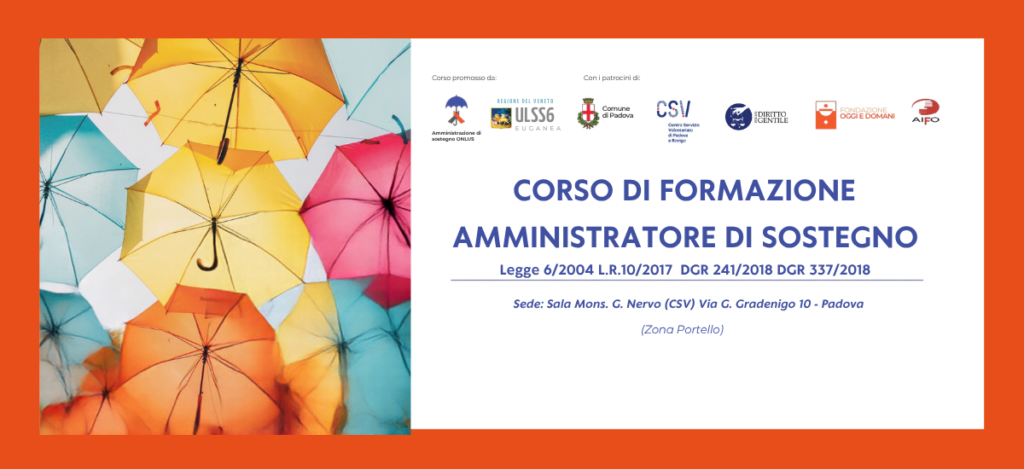 Promozione di un corso sull'Amministrazione di sostegno.