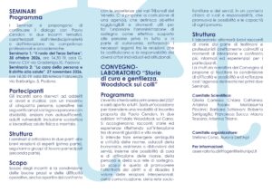 Interno del volantino su un convegno dedicato all'amministrazione di sostegno.